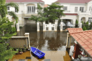 Flooded street after heavy rainfall