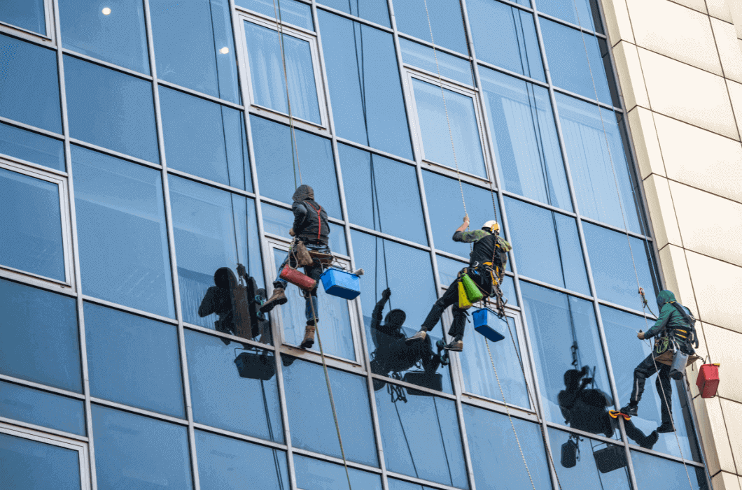 Office Window Cleaning that demonstrates high risk practices in Cleaning Businesses