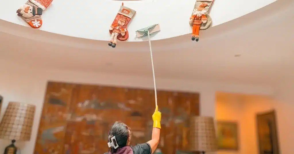 a housekeeping cleaning the high traffic area